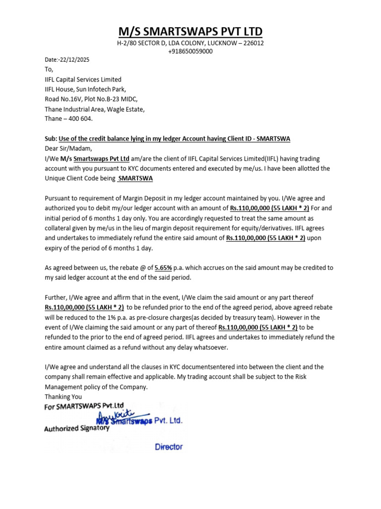 Authorization for Margin Deposit Debit | PDF