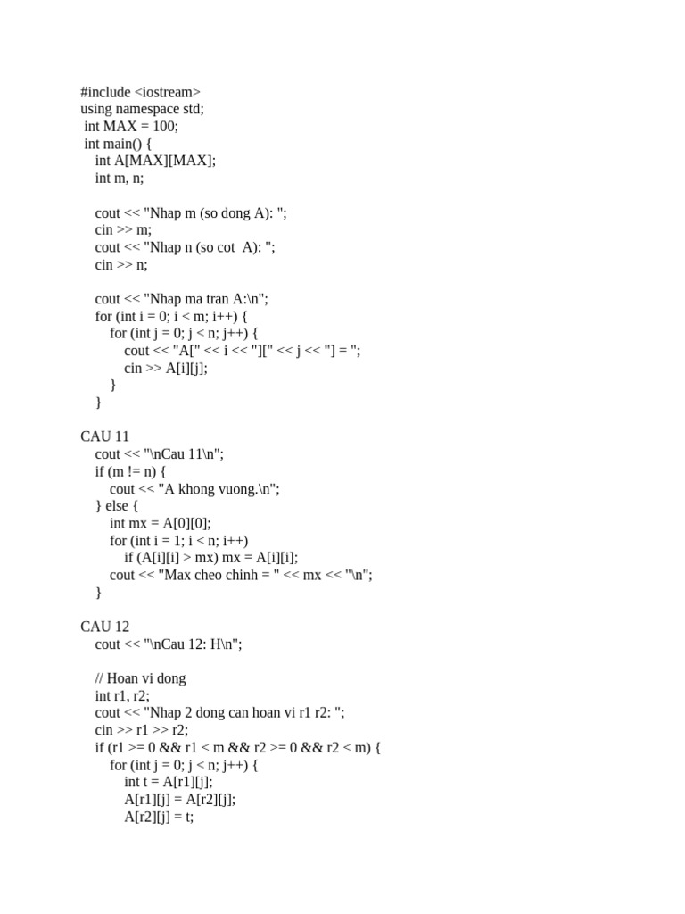 C++ Matrix Operations and Manipulations | PDF | Computer Programming