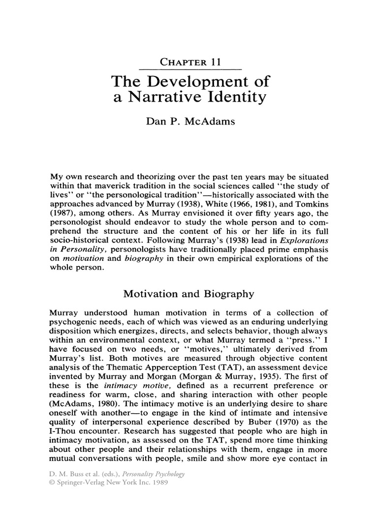Developing Narrative Identity in Psychology | PDF | Attachment Theory ...
