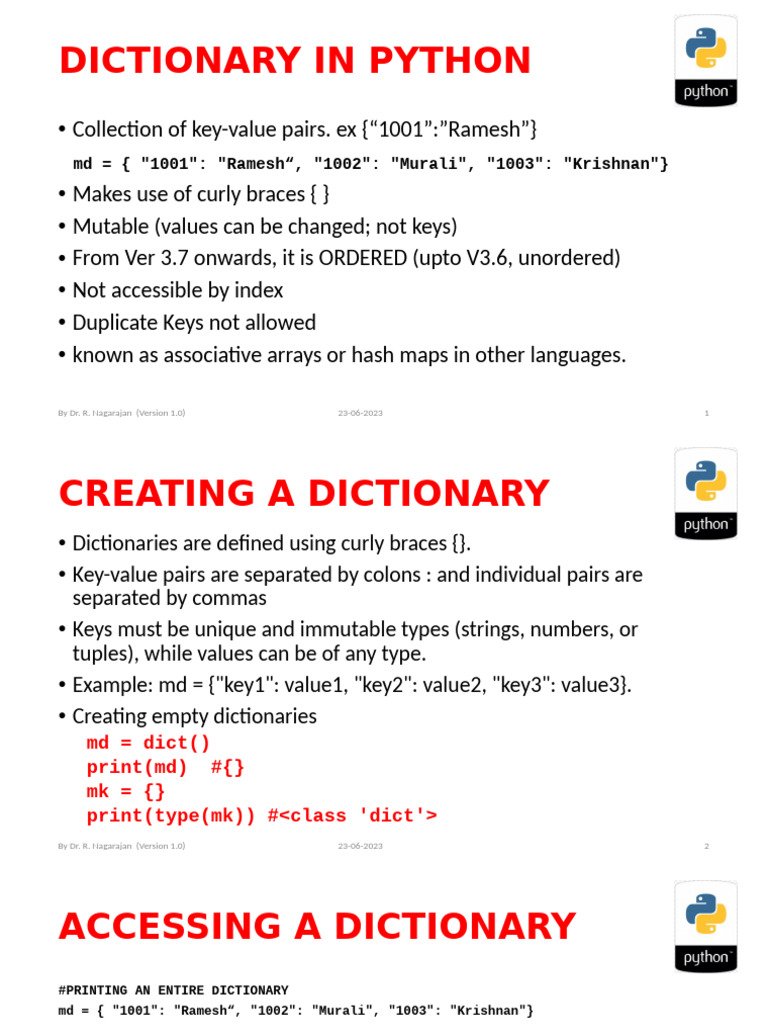 Python Dictionary Basics Explained | PDF