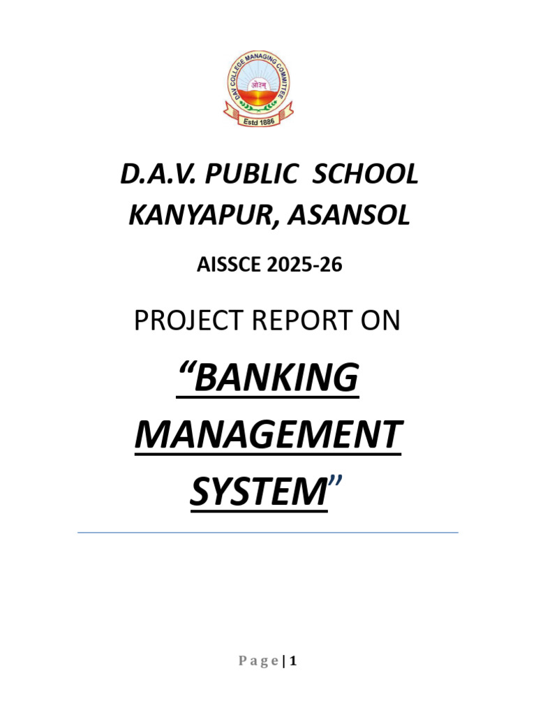 Banking Management System Project Report | PDF | Class (Computer ...