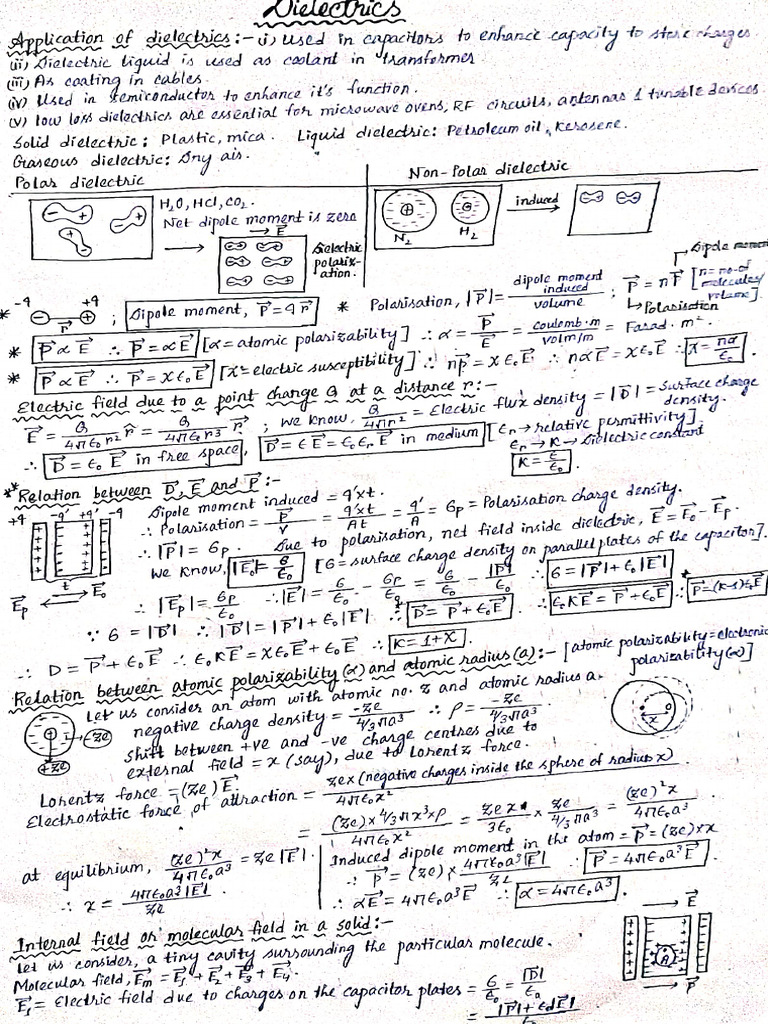 Dielectrics Short Notes | PDF