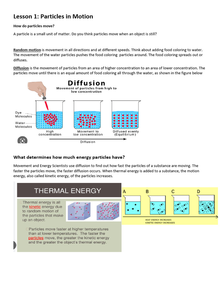 Understanding Particle Motion and Energy | PDF | Temperature | Gases