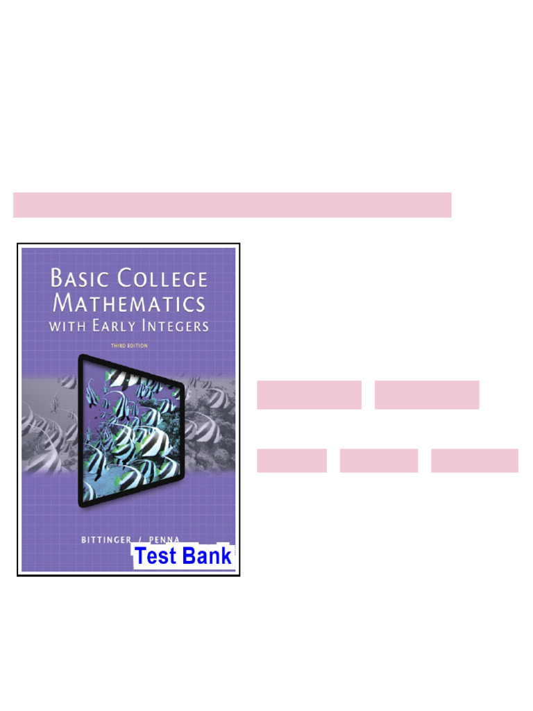 Basic College Mathematics with Early Integers 3rd Edition Bittinger ...