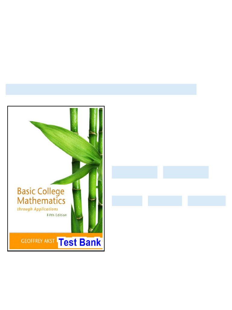 Basic College Mathematics through Applications 5th Edition Akst Test ...