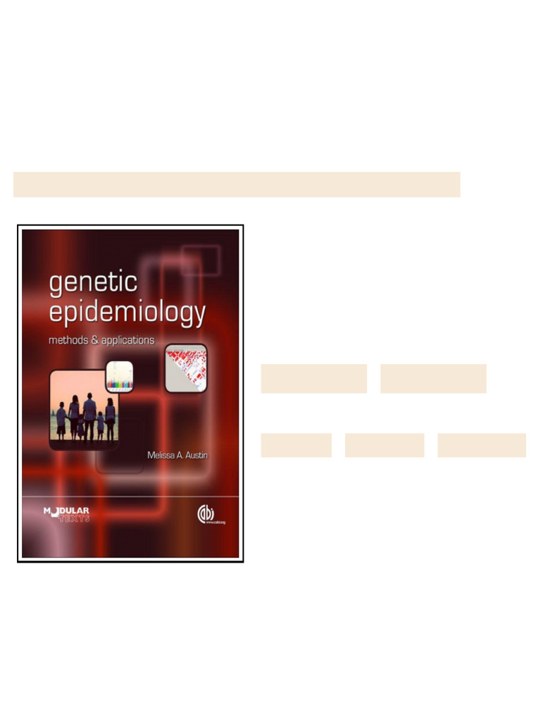 Genetic Epidemiology Methods and Applications full chapters instanly ...
