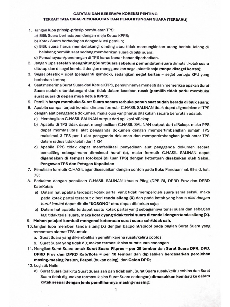 Catatan Penting Untuk Kpps | PDF