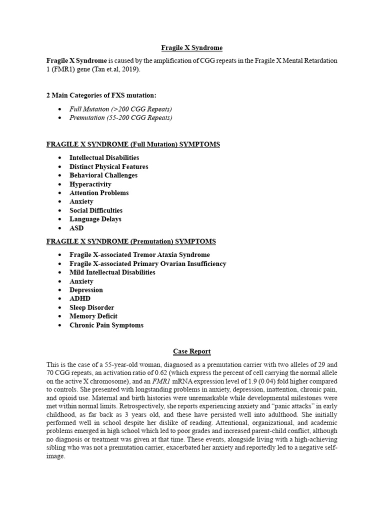 Fragile X Syndrome: Symptoms and Case Study | PDF | Attention Deficit ...