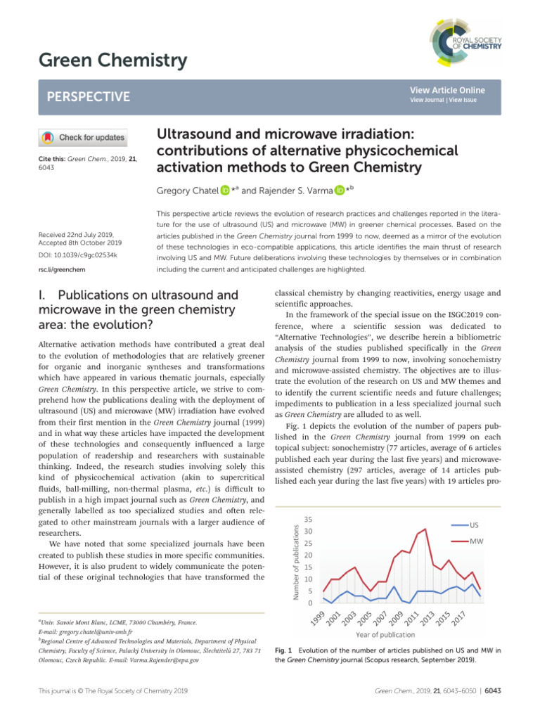 Ultrasound and Microwave in Green Chemistry | PDF | Chemical Reactions ...