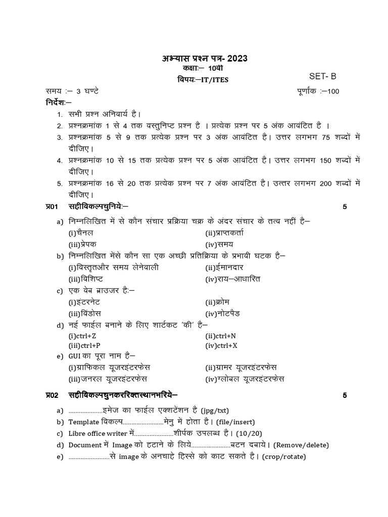 It Practice Paper Set-d (1) | PDF