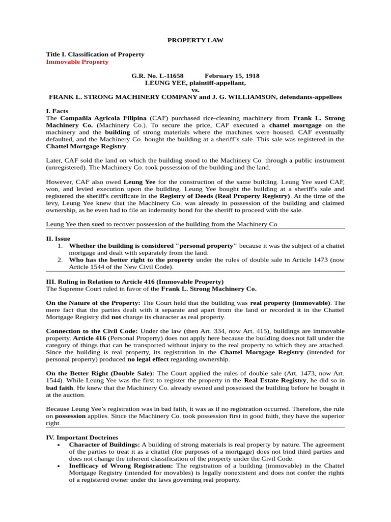Property Classification and Ownership Disputes | PDF | Mortgage Law ...