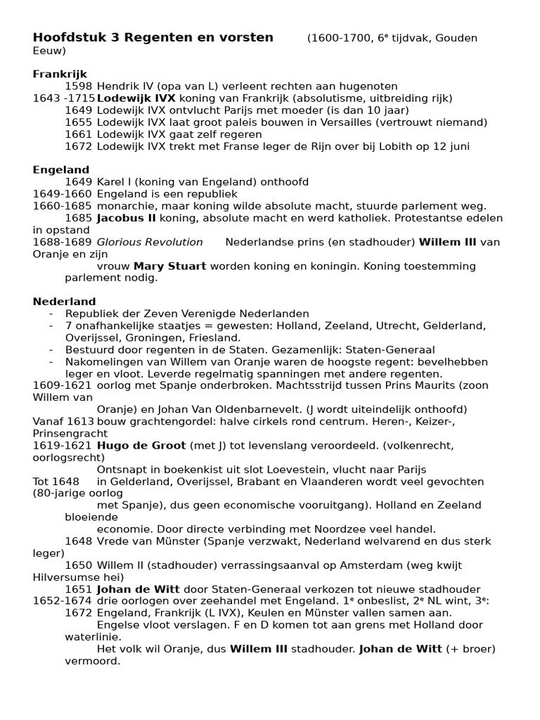 Hoofdstuk 3 Regenten en Vorsten: Frankrijk Lodewijk IVX | PDF