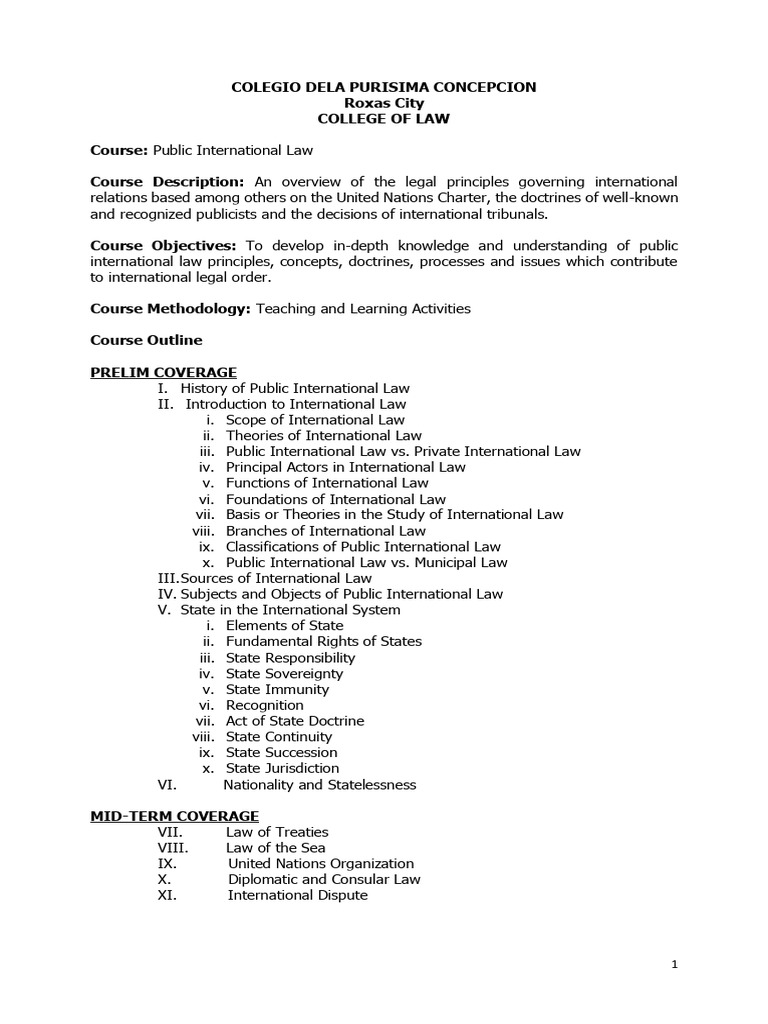 Public International Law Course Overview | PDF | International Law ...