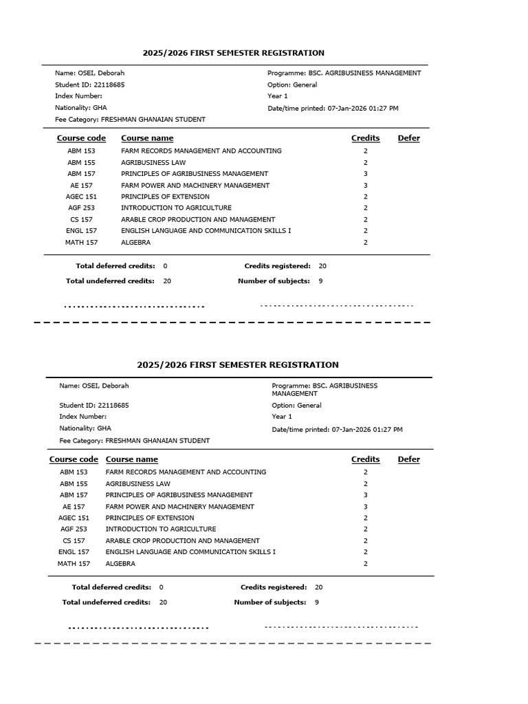 BSc Agribusiness Management Course Registration | PDF | Agricultural ...
