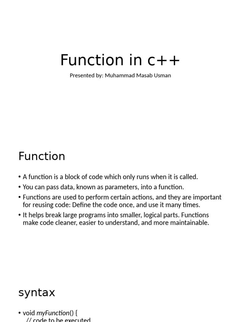 Function in c++ | PDF | Parameter (Computer Programming) | Computer Science
