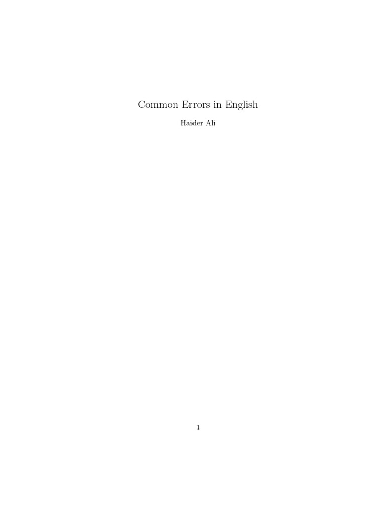 errors in English) | PDF | English Language | Linguistic Typology