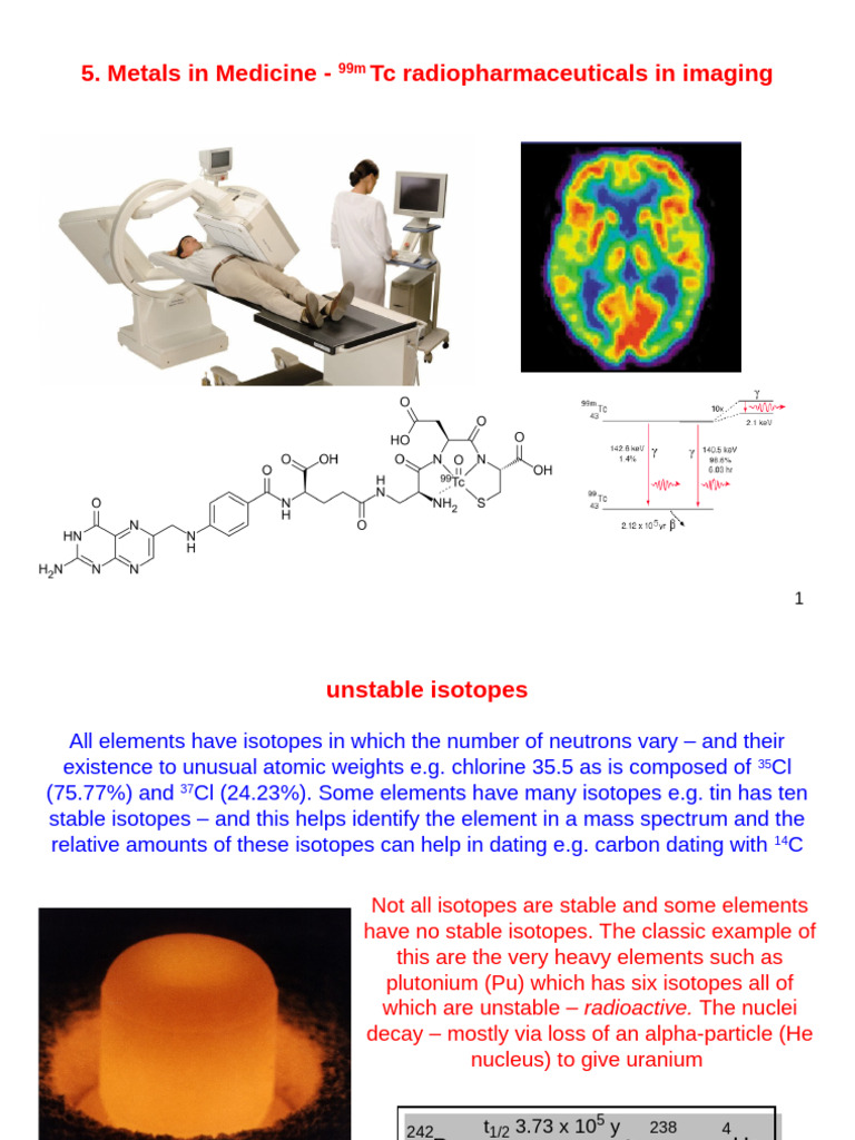 99mTc Radiopharmaceuticals in Imaging | PDF | Isotope | Radioactive Decay