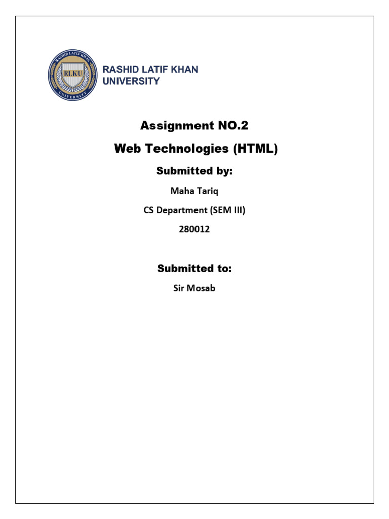 Web Technologies Assignment by Maha Tariq | PDF