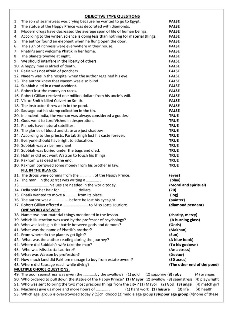 100 Objective 10th Class-PDF | PDF