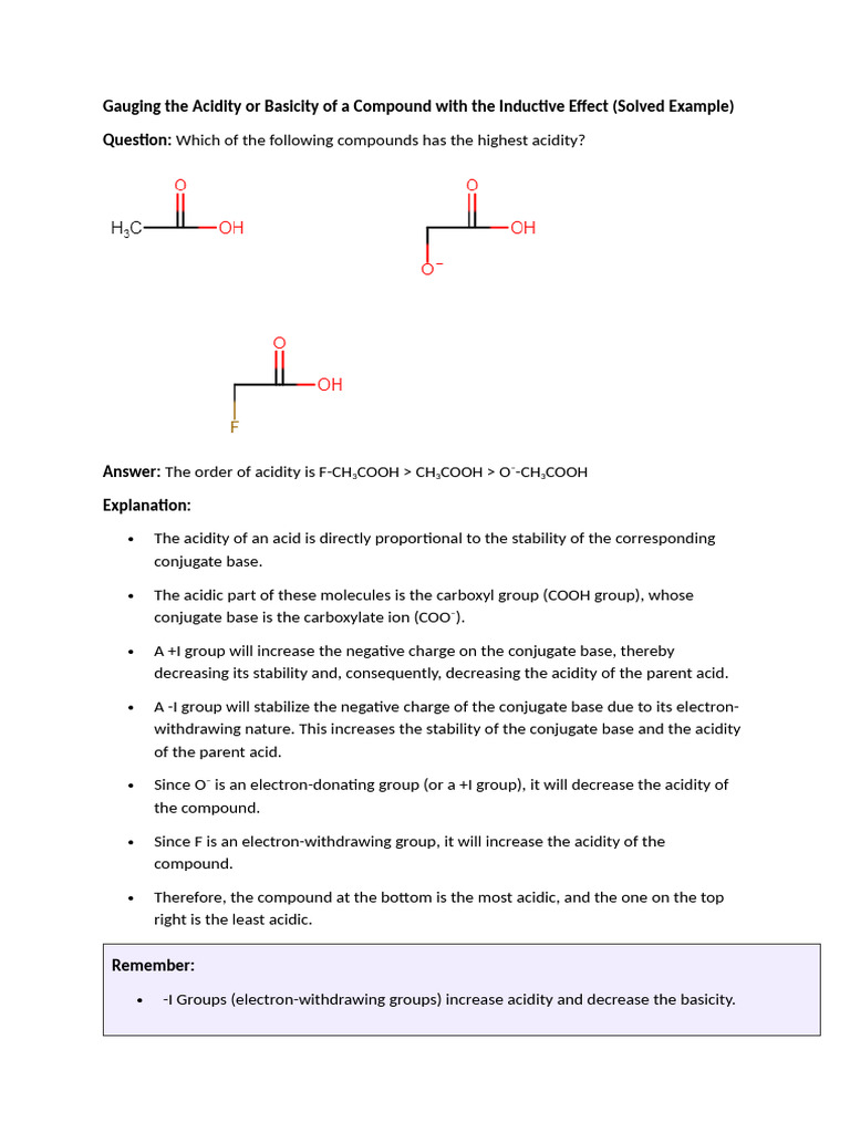 Gauging the Acidity or Basicity of a Compound | PDF | Carboxylic Acid ...