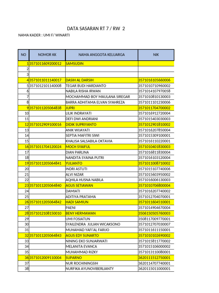 Data Kunjungan Rw 2 | PDF