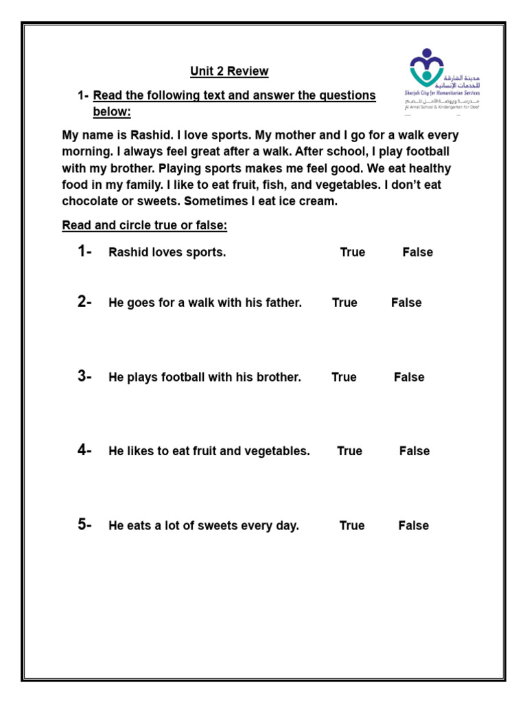 Grade 5 -Unit 2 Review (1)[1] | PDF | Lunch