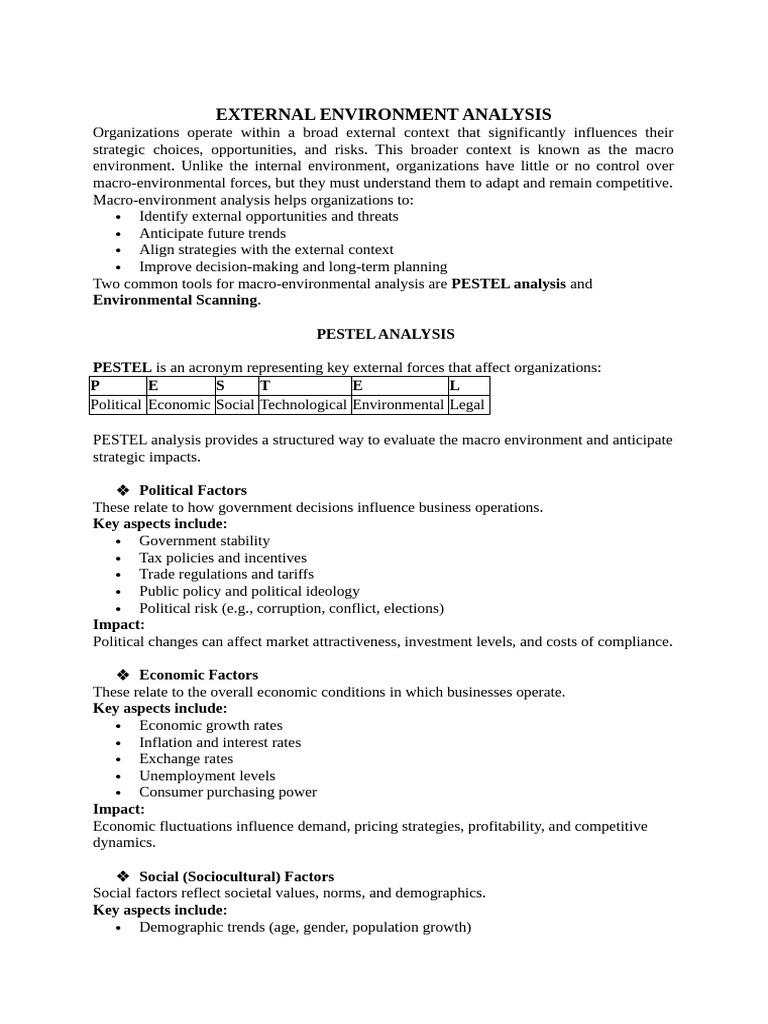 Macro Environment Analysis: PESTEL & Scanning | PDF | Economics | Business