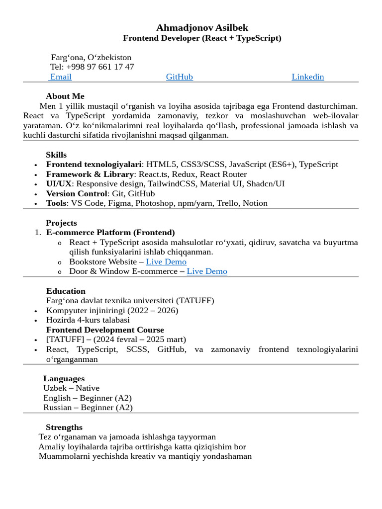 Frontend Developer: React & TypeScript | PDF