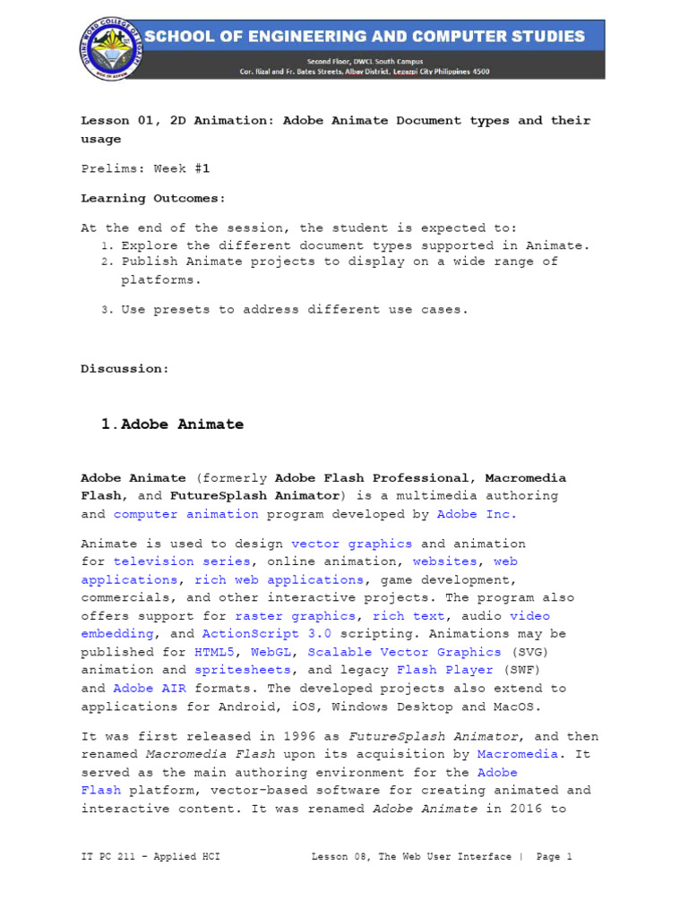 Adobe Animate Document Types Explained | PDF | Adobe Flash | Computing