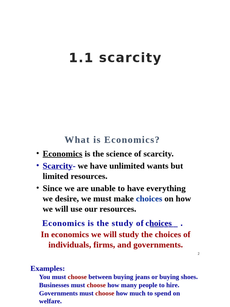 Understanding Economics and Scarcity | PDF | Economics | Microeconomics