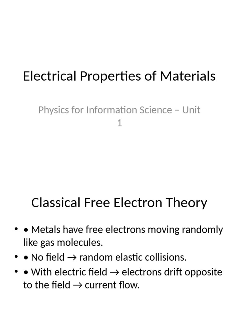 Electrical Properties of Materials Unit1 | PDF