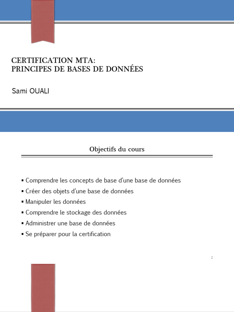 Certification MTA : Bases de données | PDF | SQL | Type de données
