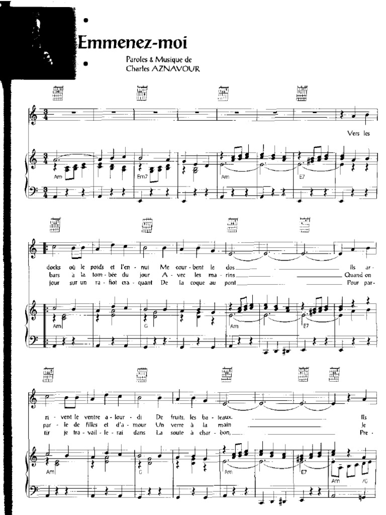 Paroles Emmenez Moi Charles Aznavour Aznavour - Emmenez-Moi - Sheetmusic - Partition