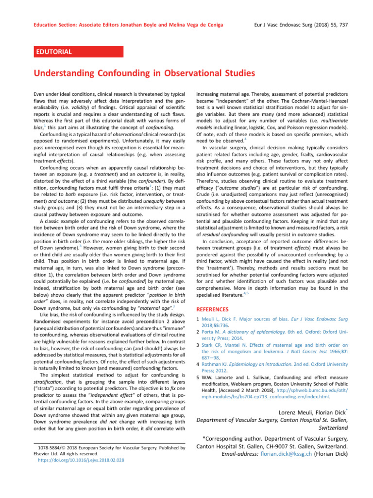 Understanding Confounding in Observational Studies | PDF | Confounding ...
