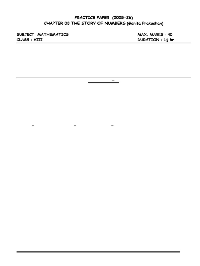 Class 8 Mathematics Practice Paper | PDF | Numbers | Arithmetic