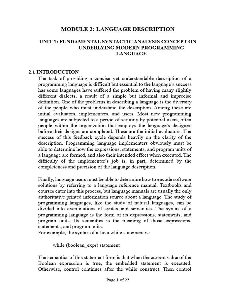 Syntactic Analysis in Programming Languages | PDF | Parsing | Scope ...