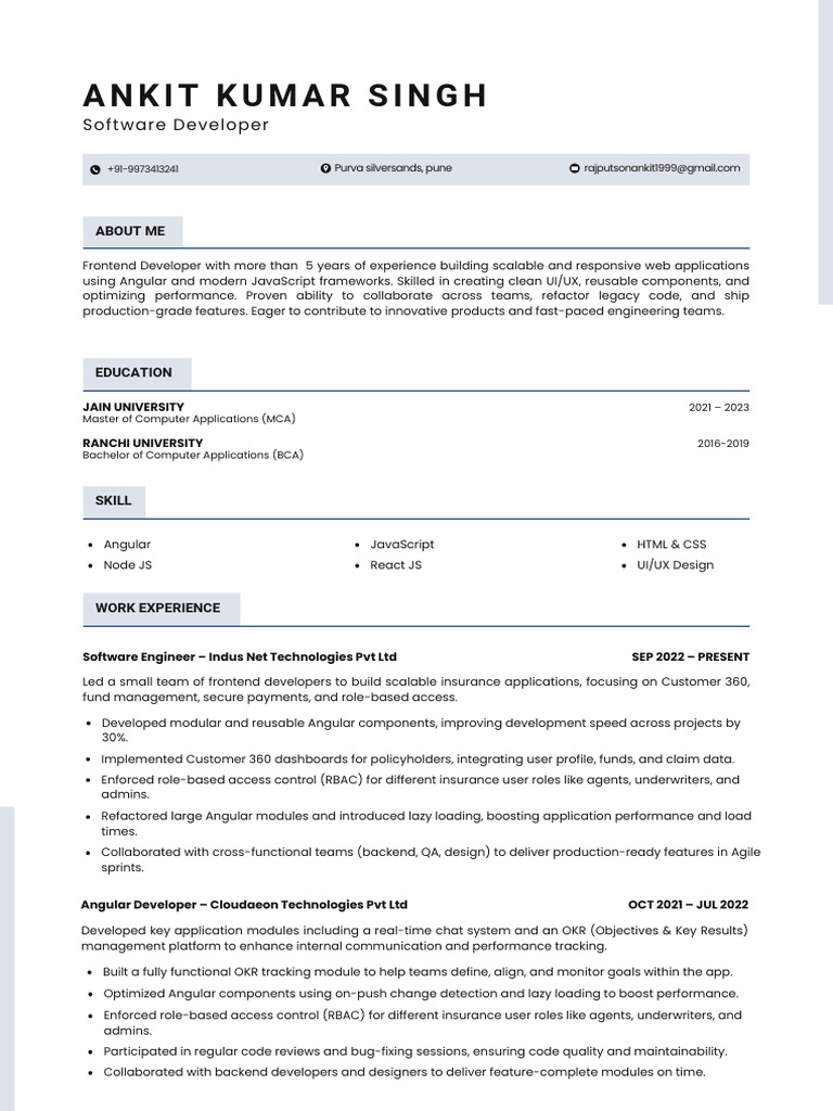 Ankit Singh Resume | PDF | Modular Programming | Java Script
