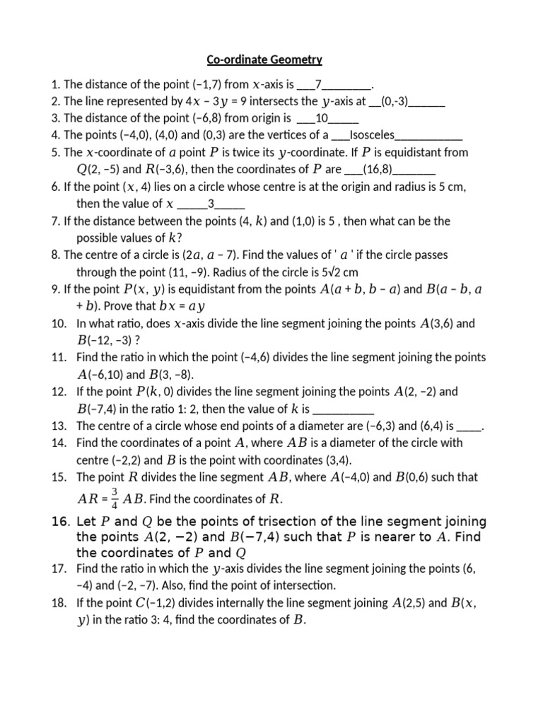 Co-Ordiante Geometry Grade10 | PDF | Circle | Analytic Geometry