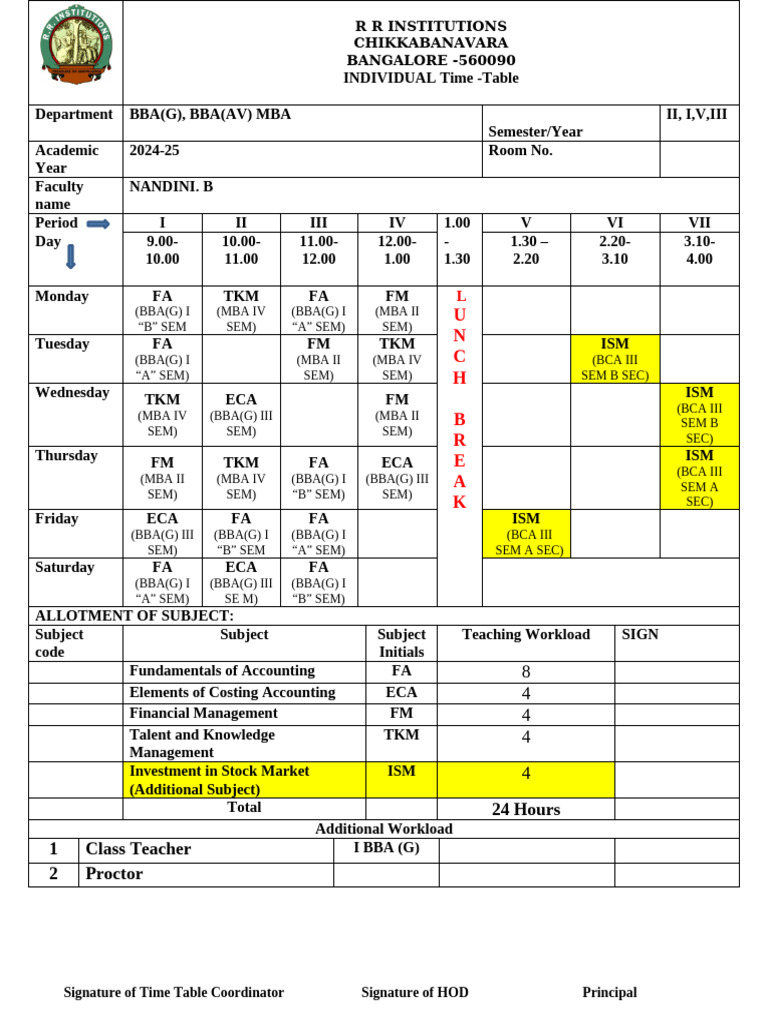 3.1 Individual Time Table (2)[1] (AutoRecovered) | PDF
