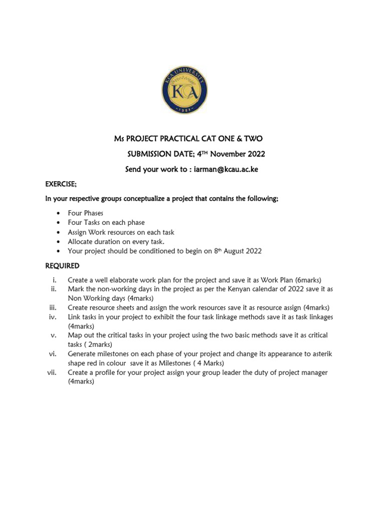 Ms Project Assignment (2) | PDF