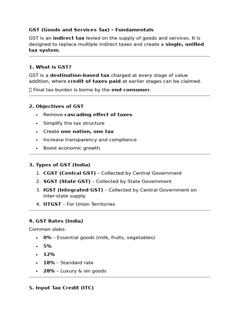 GST Basics: Understanding Goods and Services Tax | PDF