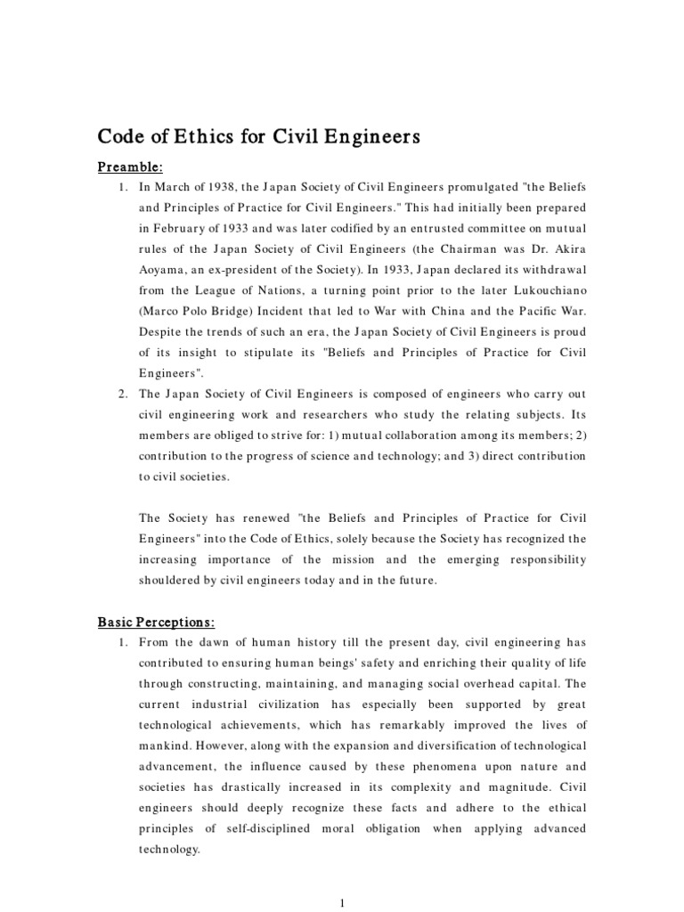 Civil Engineers' Code of Ethics | PDF | Engineer | Engineering