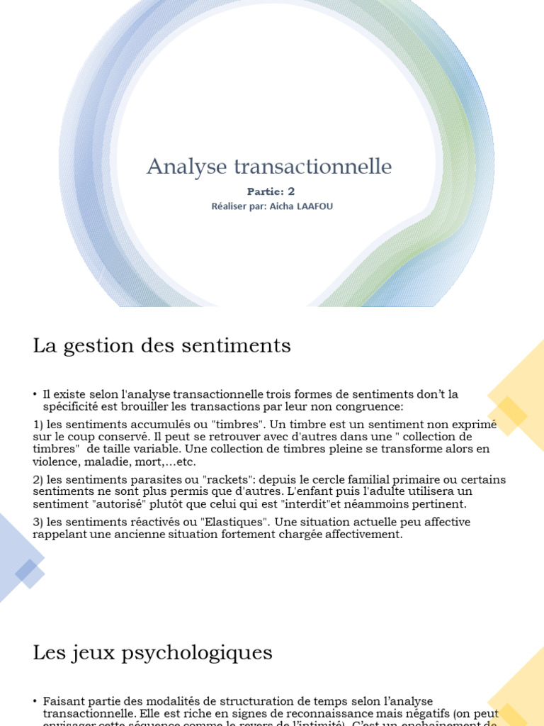 Gestion des sentiments en analyse transactionnelle | PDF | Psychologie