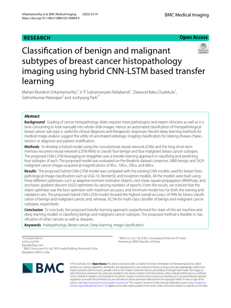 CNN-LSTM for Breast Cancer Imaging | PDF | Receiver Operating ...