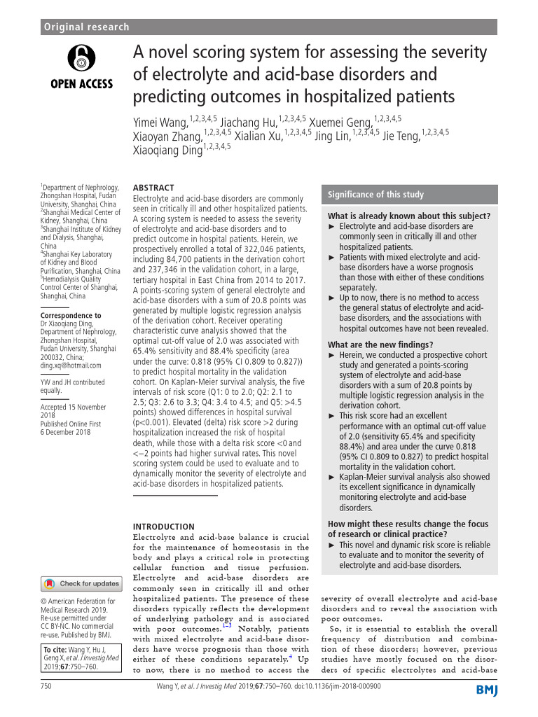 A Novel Scoring System For Assessing The Severity | PDF | Hemodialysis ...