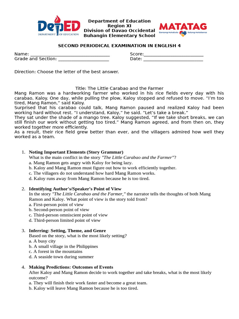 English 4 Periodical Exam Guide | PDF | Trees