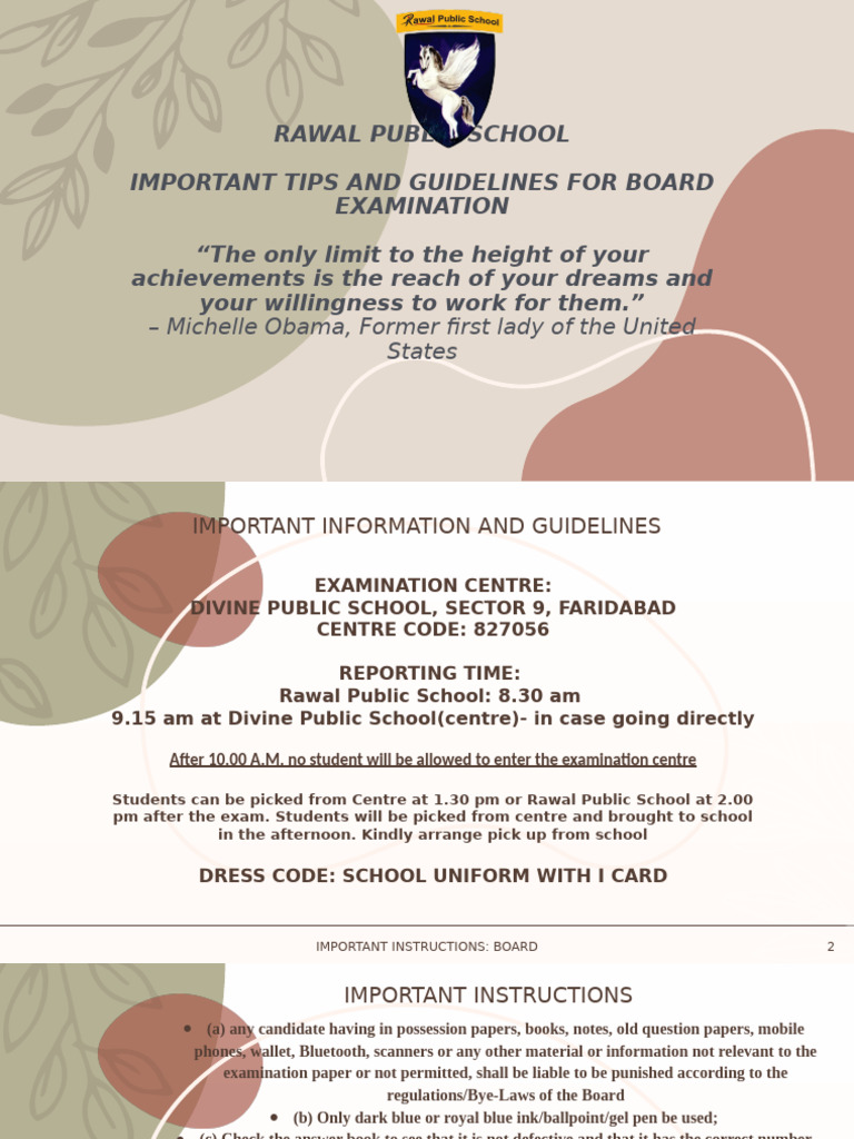 Board Exam Guidelines for Students | PDF