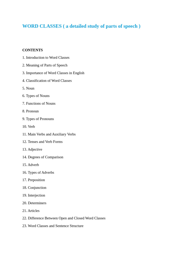 Understanding English Word Classes | PDF | Part Of Speech | Noun