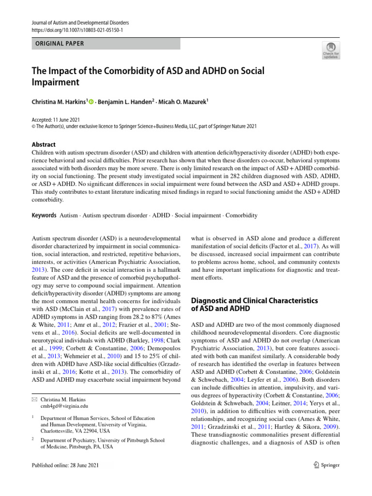 ASD and ADHD Comorbidity's Social Impact | PDF | Autism | Attention ...