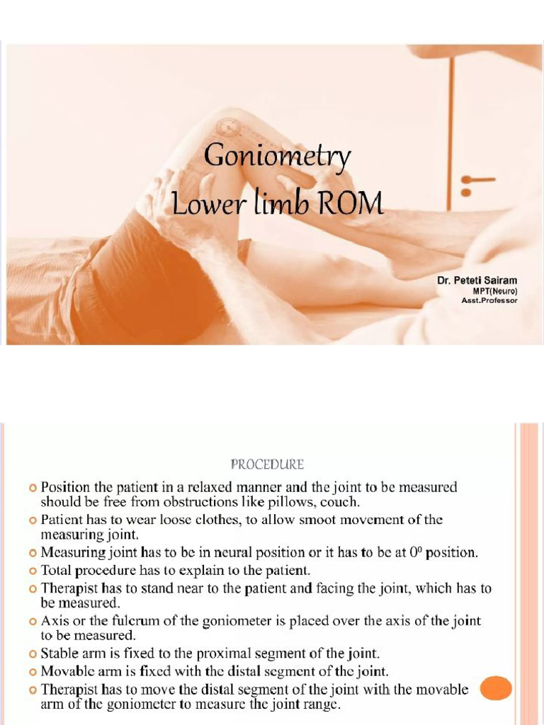 Goniometry Lower Limb ROM | PDF
